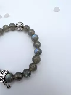 Браслет "Светила" из лабрадора и серебряных бусин