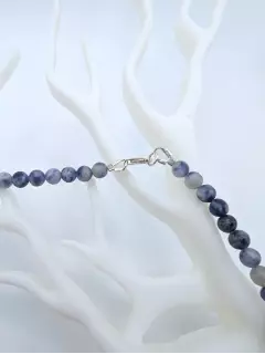 Колье из содалита с барочной жемчужиной