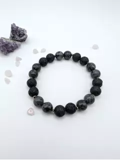 Браслет из ларвикита и лавы