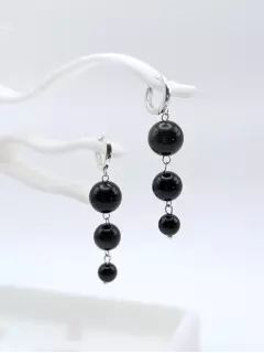 Серьги с каскадом обсидиана