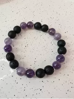 Браслет из лавы и аметиста