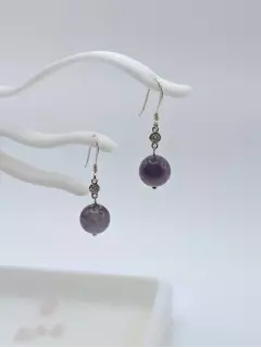 Серьги с аметистом и фианитами