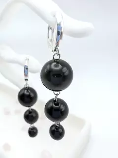 Серьги с каскадом обсидиана