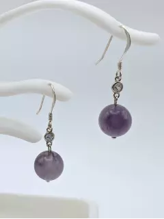 Серьги с аметистом и фианитами