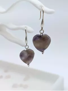 Серьги с аметистовыми сердцами