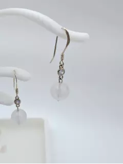 Серьги с фианитом и кварцем