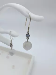 Серьги с лунным камнем и фианитами