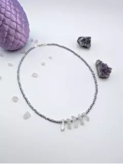 Чокер из гематина и кристаллов кварца