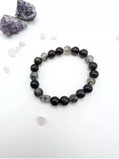 Браслет из обсидиана и пренита