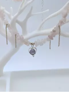 Чокер из розового кварца с сердцем