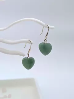 Серьги с авантюриновыми сердцами