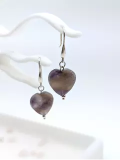 Серьги с аметистовыми сердцами