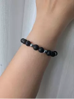 Браслет из лавы и гематина