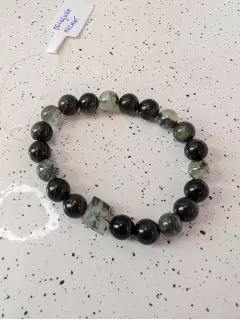 Браслет из обсидиана и пренита