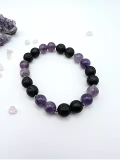 Браслет из лавы и аметиста