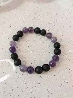 Браслет из лавы и аметиста