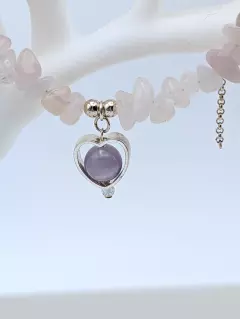 Чокер из розового кварца с сердцем