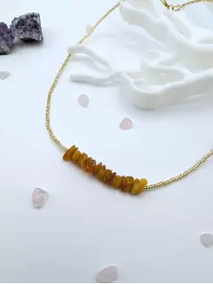 Чокер из японского бисера с янтарём