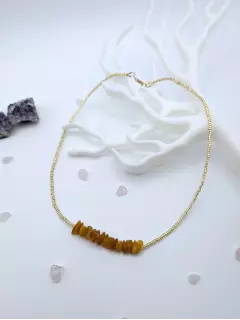 Чокер из японского бисера с янтарём